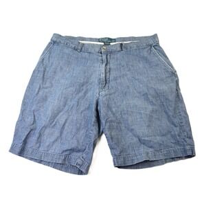 Polo Ralph Lauren Prospect Shorts Mens 35 Blue Cotton Chambray Flat Front Casual